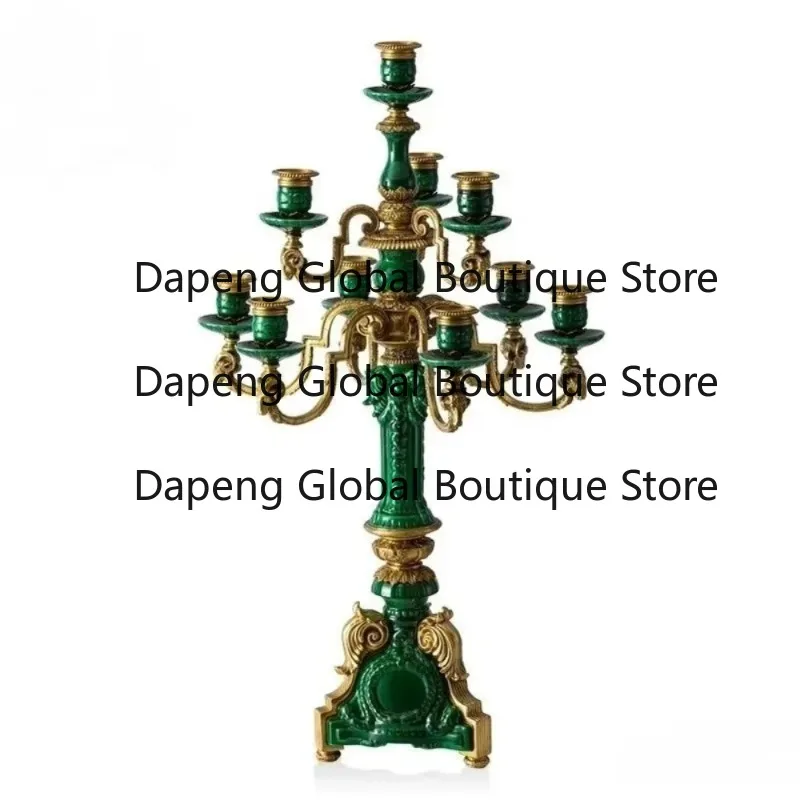 Europe's new emerald retro bronze ceramic candlestick ornament porcelain vase luxur-y retro home decoration accessories