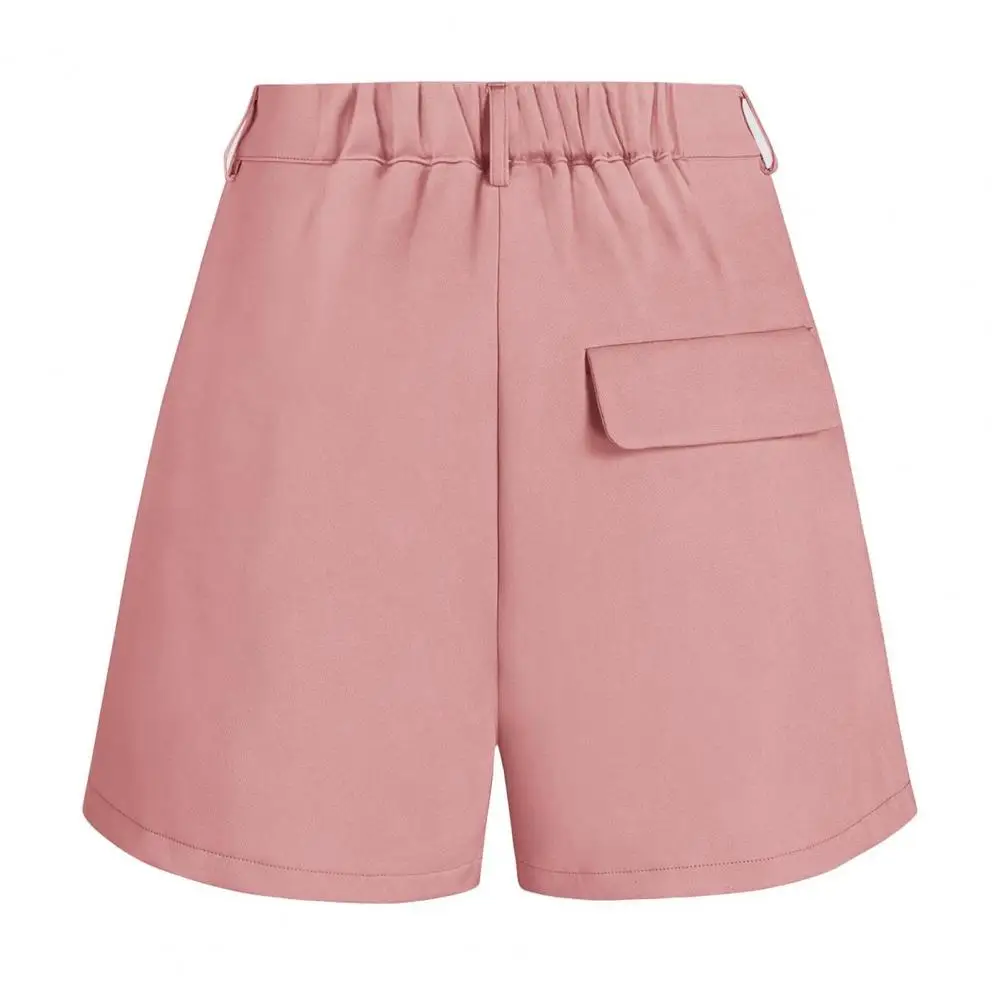 

Women Office Wear Shorts Elegant Women's High Waist A-line Shorts with Pockets for Office Wear Stylish Button Closure for Summer