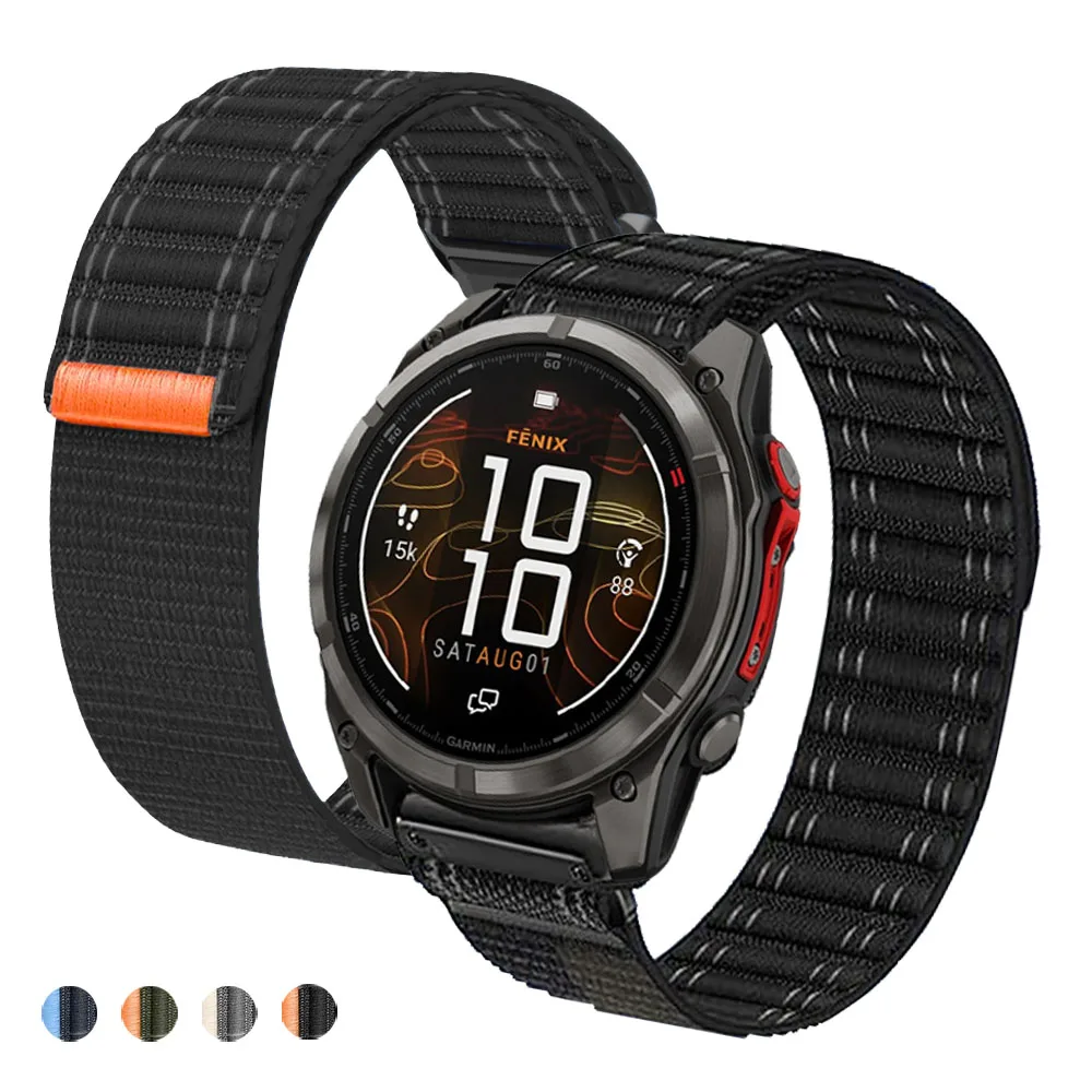 Correa de nailon de 26mm y 22mm para Garmin Fenix ​​8 PRO MICROLED/AMOLED Fenix ​​7 7X 6 6X 5plus, pulsera para Garmin Instinct 3 970