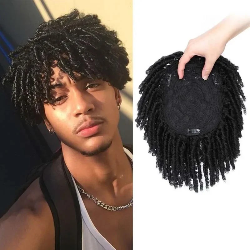 6 Inch Dreadlocks Synthetic Hair Topper Guleless Wig Toupee Headband Gradient Conical Clips in Hairpiece for Men & Women