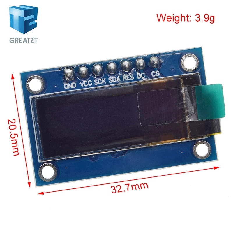 GREATZT SSD1306 7PIN 0.91 inch 128x32 SPI OLED Module 0.91