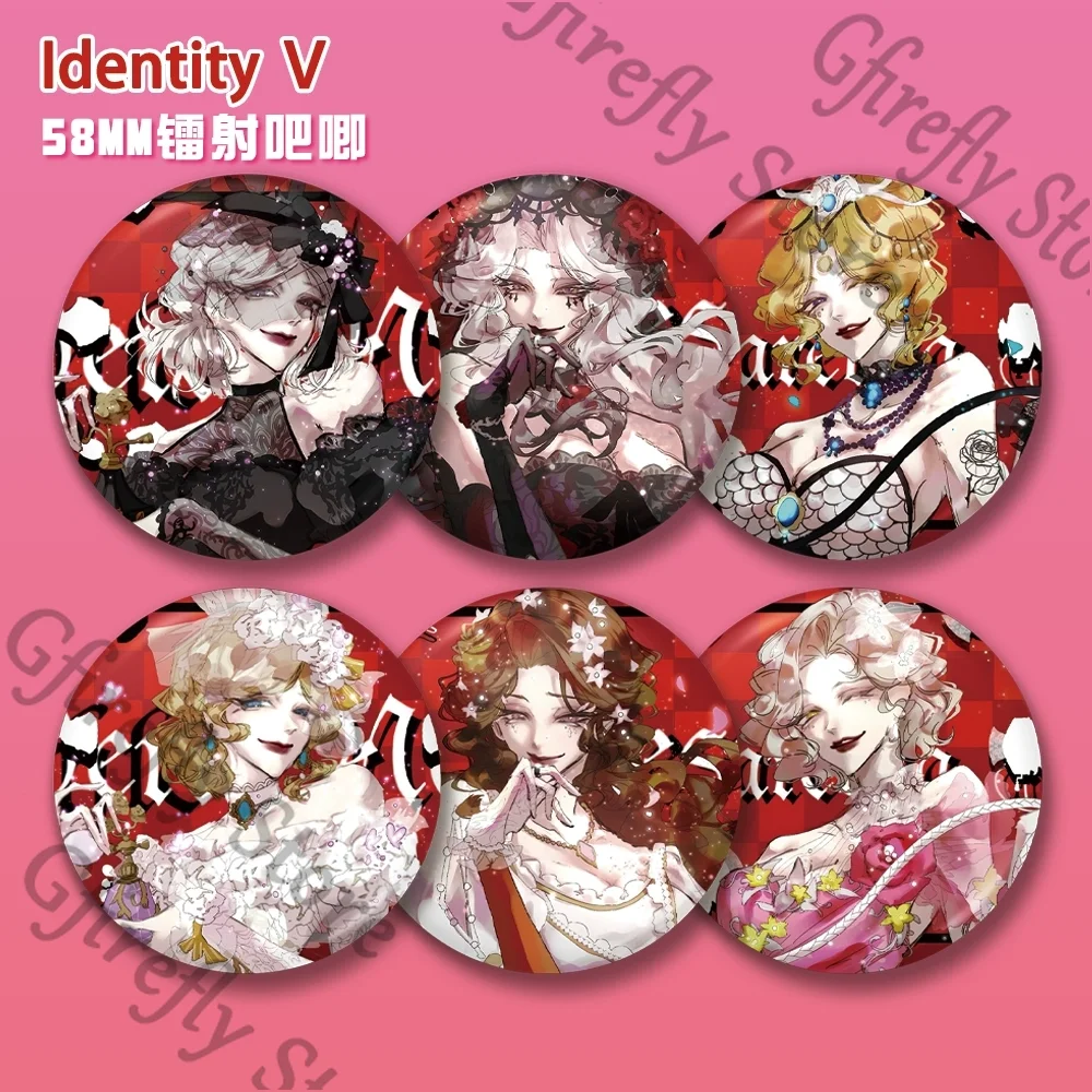 Identité V 58mm Laser Flash Badge parfumeur Vera Nair psychologue Ada Mesmer femme danseuse emblème broche cadeau de noël