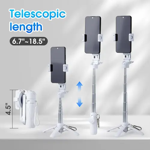 Imagen 2 del producto Trípode magnético para teléfono Magsafe, soporte y Clip, palo Selfie portátil de bolsillo para Android/iPhone, Control remoto inalámbrico