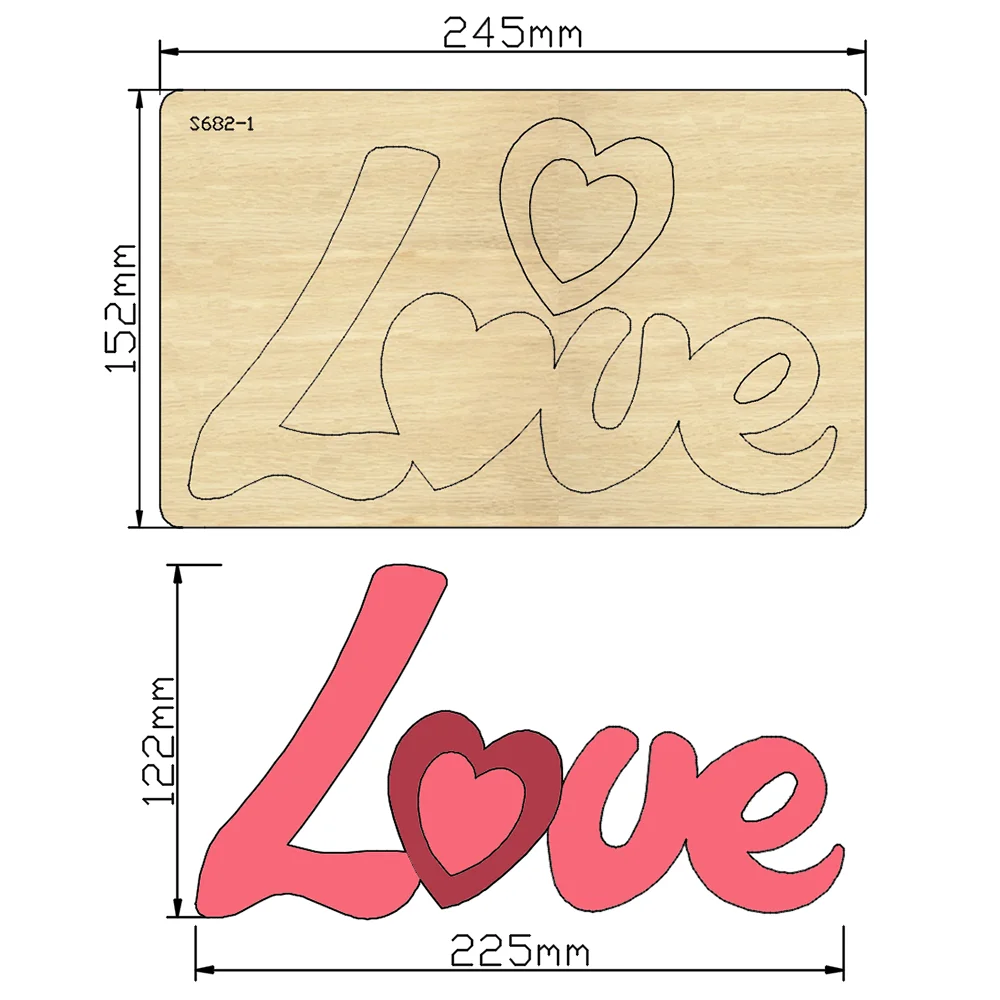 New Alphabet Decoration Wedding LOVE Cutting Dies Wooden Knife Compatible Most Manual Die Cut Cutters