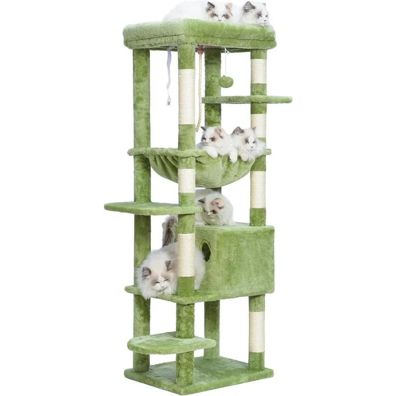 

Heybly Cat Tree for Large Cats 20lbs Heavy Duty,60 inches XXL Cat Tower for Indoor Cats, Multi-Level Furniture Condo with Big Pa