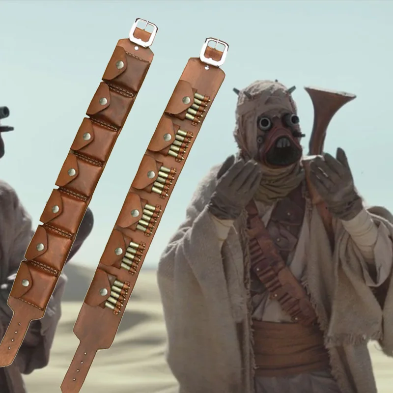 

Steampunk Tusken Raider Belt Pouch Leather Bandolier Nomadic Ammo Cartridge Bag Strap LARP Sand People Cosplay Costume Accessory