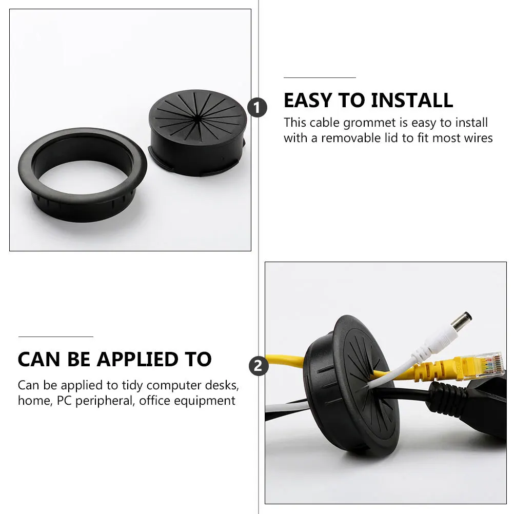 6 قطعة غطاء فتحة السلك مكتب كابل جروميت منظم إدارة الحبل المعدني الأسود لطاولة الكمبيوتر الكمبيوتر الطرفية والترفيه #6