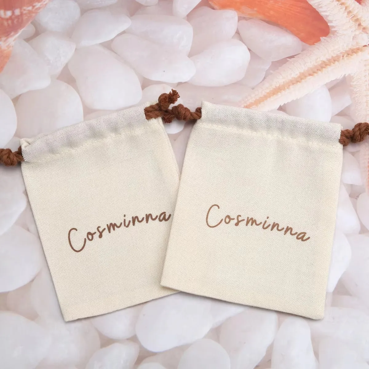 Hot Sale Coffee Cotton Linen Cosmetic Drawstring Gift Bag Organic Cotton Muslin Makeup Pouch