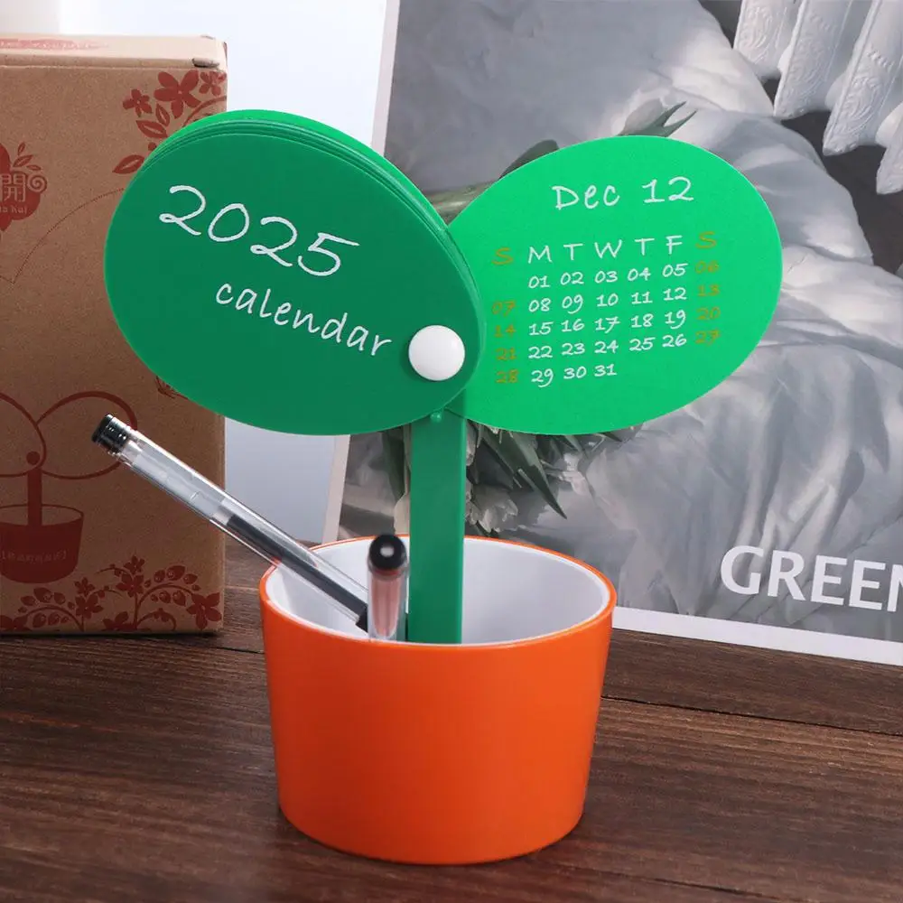 Durability Creative 2025 Desktop Calendar Simple Lovely Pen Holder Personalization Large Capacity Stationery Organizer Student