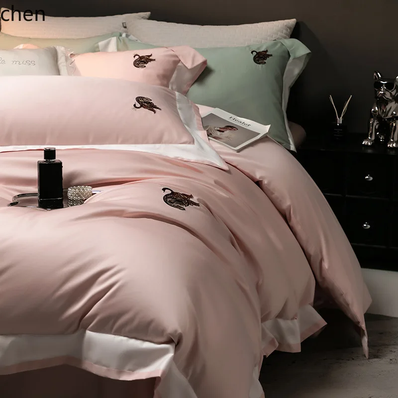 H1A-class long-staple cotton four-piece set, 100% pure cotton, high-quality cotton bed sheet, fitted sheet, duvet cover, bedding 2