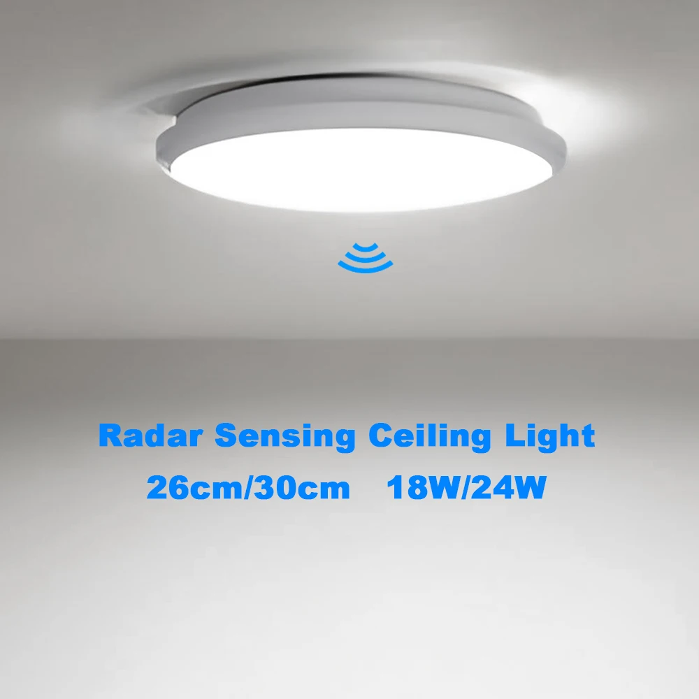 

Modern Chandelier Round LED Ceiling Lamp Radar Presence Sensor Ceiling Light 18W 24W AC 220V Home Decorative Lighting Fixtur