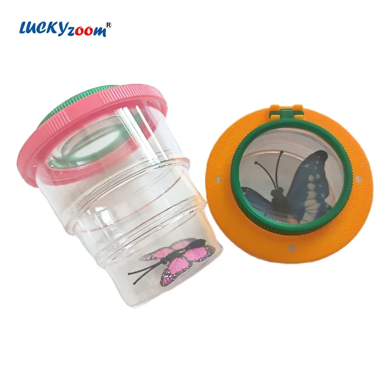 Dual Lens 5X 8X Kids Mini Insect Magnifier Portable Children Butterfly Observation Magnifying Glass Trifold Students Animal Lupa