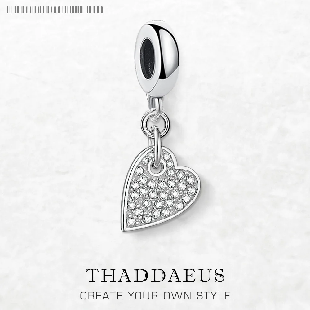 

Love Heart Zircon Pave Dangle Charm For Women 925 Sterling Silver Romantic Love Pendant Gift