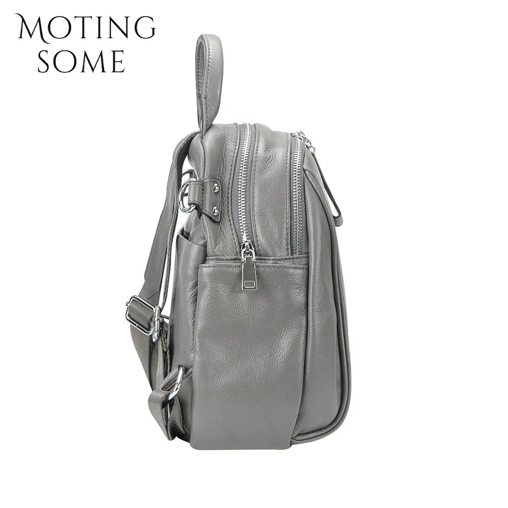 Motingsome Minimalism Woman Leather Backpack Luxury Cowhide Shoulder Purses 100% Natural Leather School Bag Mochilas 2024 New