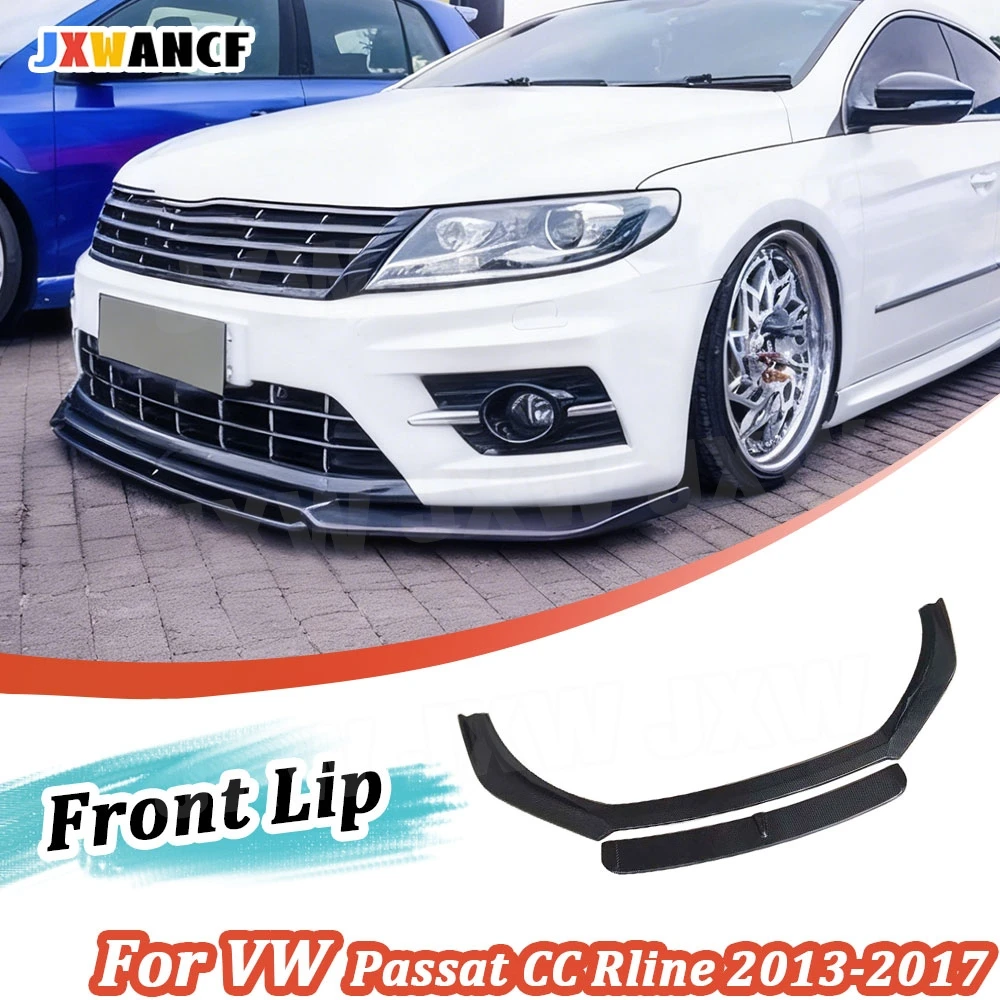 JXWANCF Carbon Fiber Car Racing Front Bumper Lip Spoiler Splitter Body Kit for Volkswagen Passat CC Rline 2013-2017 E Style