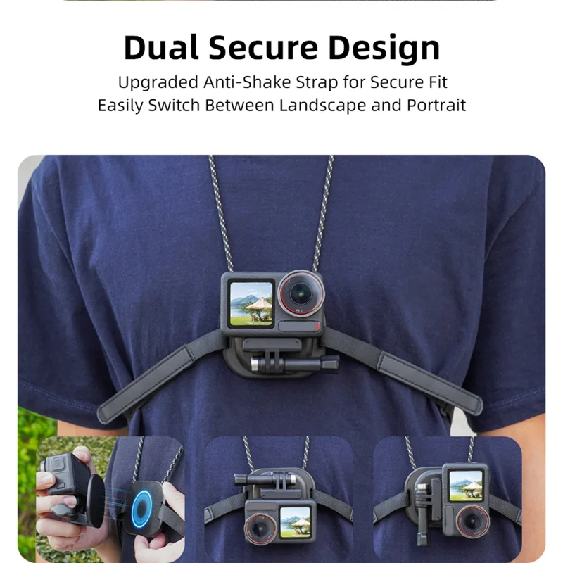 ABDE-Flymile Magnetic Neck Strap Hold Mount For Action 3 Action 2 Pocket 3 Action Chest Magnetic Mount Set