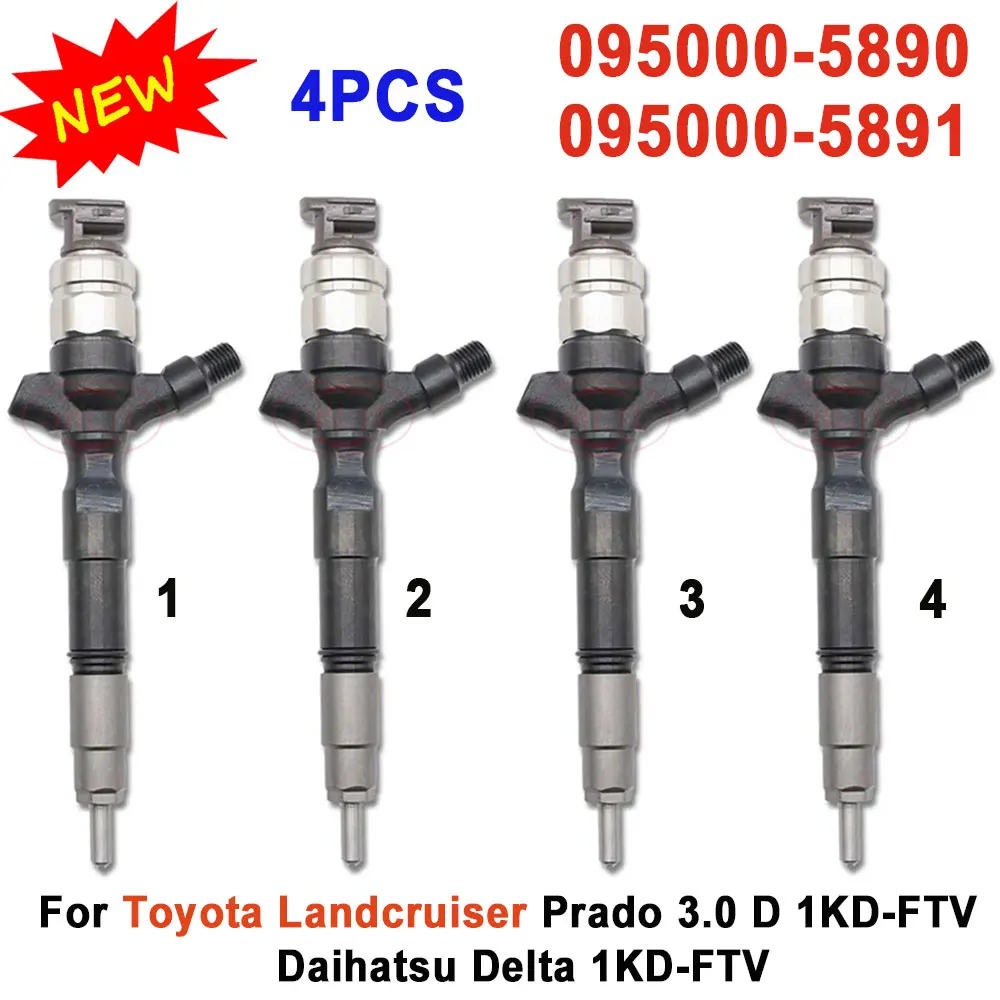 

0950005891 New Diesel Injector 095000-5890 095000-5891 Fuel Nozzle 0950005890 For Toyota Landcruiser Daihatsu Delta 1KD-FTV 4PCS