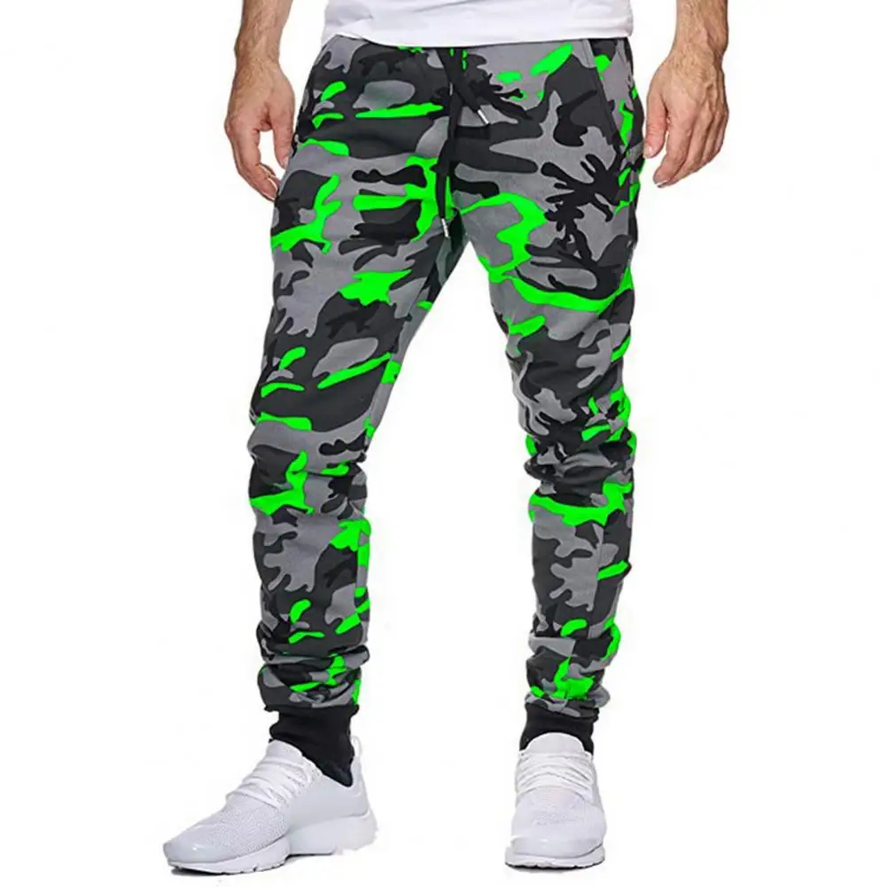 Men Sweatpants Men's Camouflage Print Drawstring Jogging Pants for Autumn Winter Sports Elastic Waist Casual Style Large Size