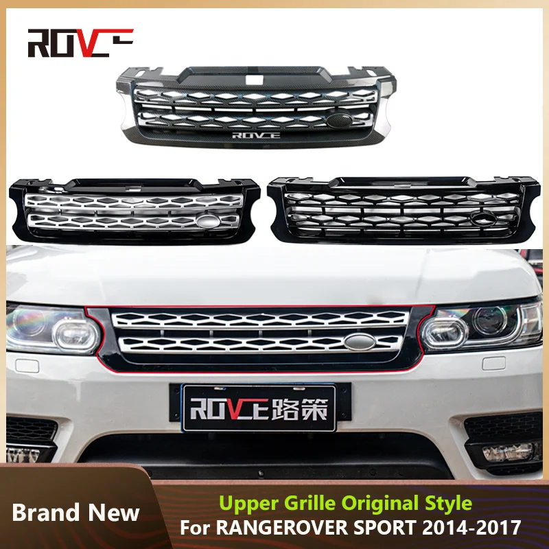 ROVCE Car Front Bumper Grille For Land Rover Range Rover Sport L494 2014 -2017 Original Style Mesh Cover Grills Accessories