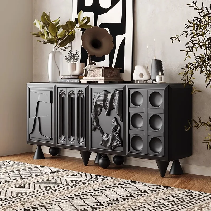 

Retro style TV cabinet Modern living room Creative bamboo locker