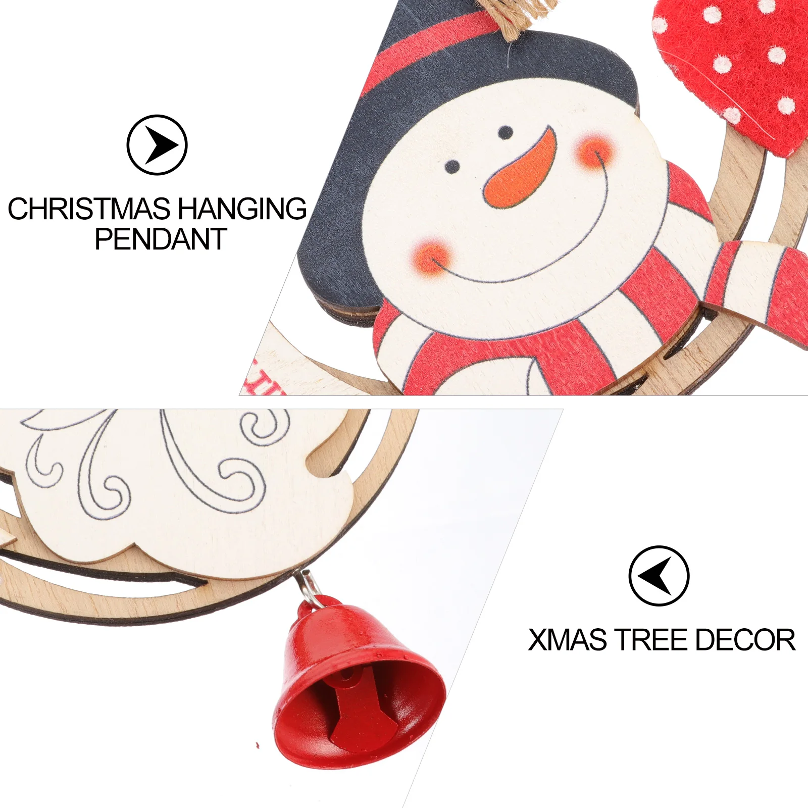 

3 Pcs Christmas Wreath Pendant Decorative Pendants Ornaments Hanging Xmas Tree Wood Chips