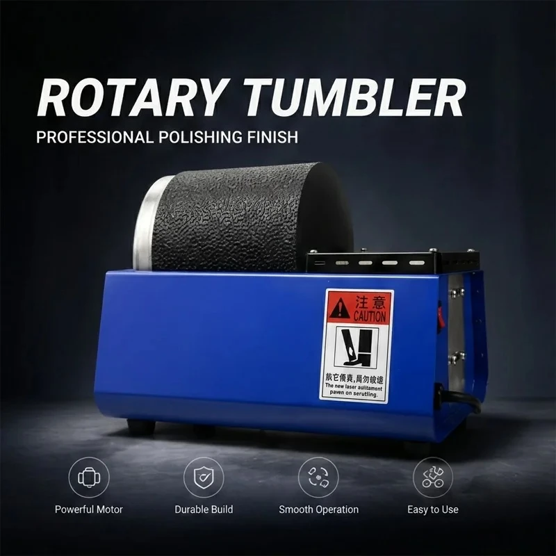 Jewelry Rotary Tumbler Polisher Machine Polishing Metal Parts Coins Rocks Stones Cleaner Wear Resistant Drum Smooth Stabl