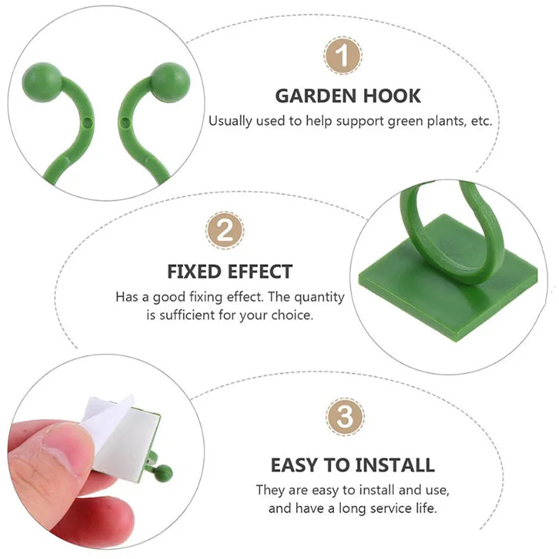 Plant Climbing Wall Clips Self-Adhesive  Buckle Hook Fastener Tied Fixture Plant Stent Invisible Vine Climbing Fixed Bracket