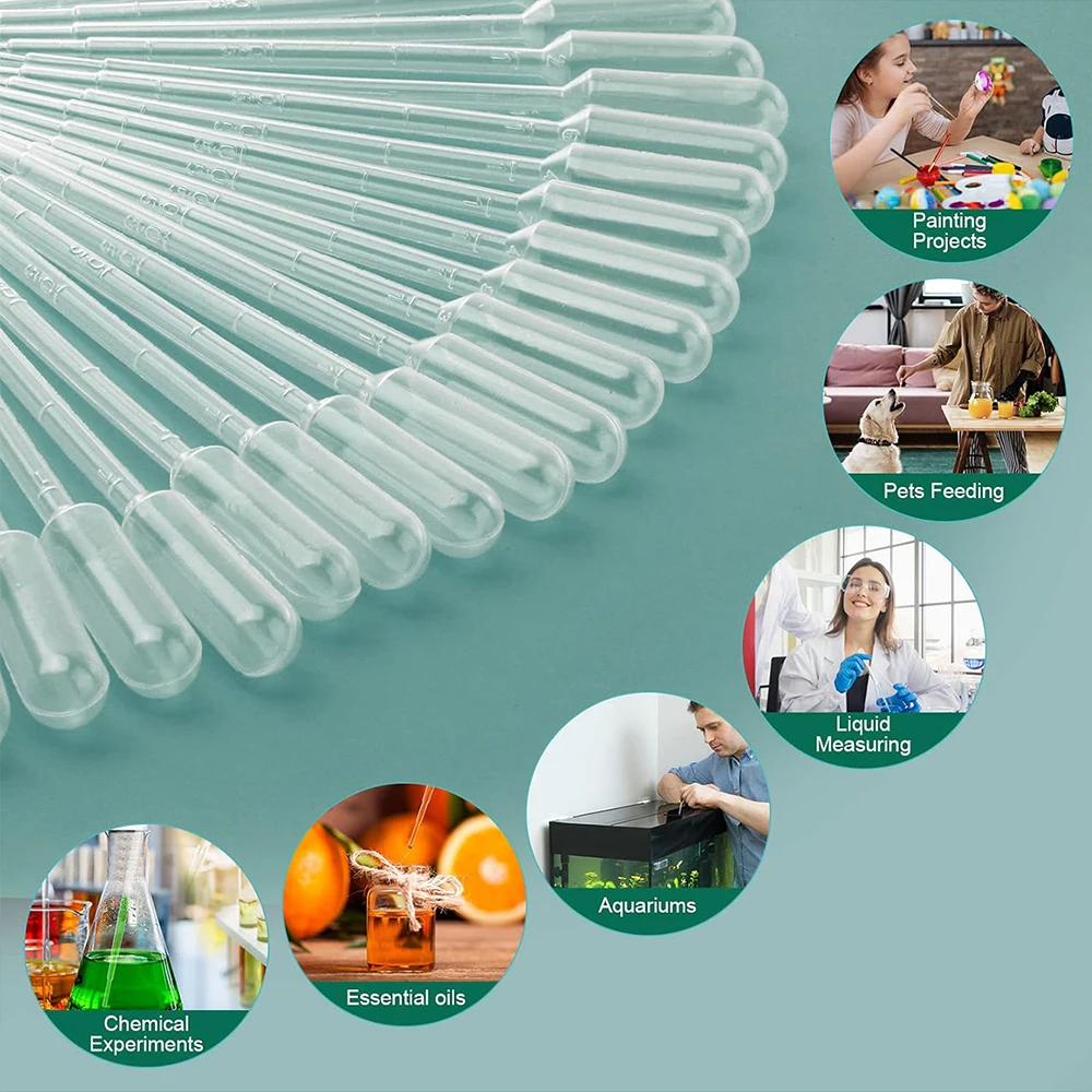 10/100 قطعة ماصات بلاستيكية 3 مللي قطارات ماصة نقل شفافة راتنجات الايبوكسي صب تجربة علمية استخلاص السائل #4