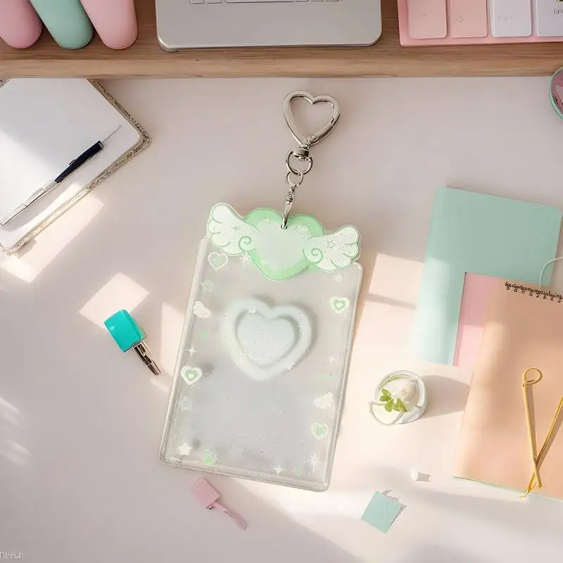 Держатель для фотокарточек, брелок для фотокарточек, чехол для ключей, акриловый милый студенческий держатель для карточек для девочек-подростков, взрослых, детей и