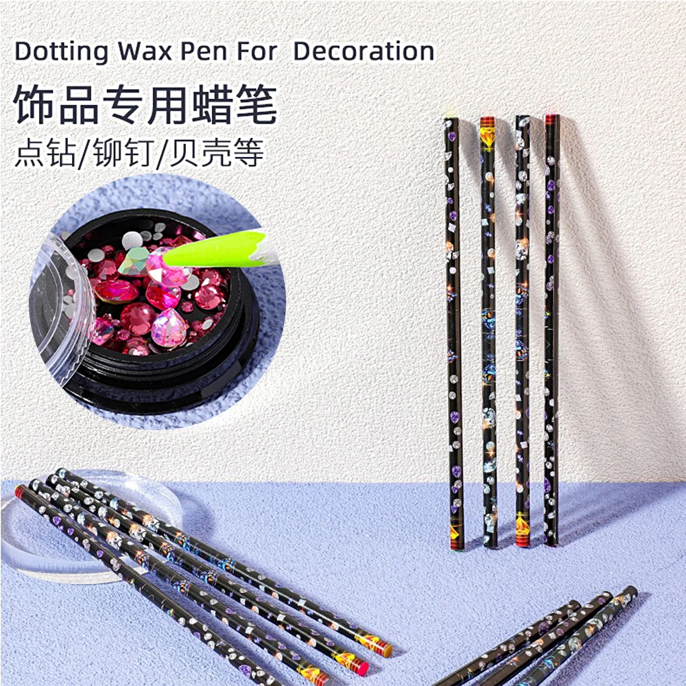 1pc Nail Dotting Pen Picking Rhinestones Gems Beads Drill Crystal Wax Pencil Diamond Picker Wood Pen Nail Art Manicure Tools