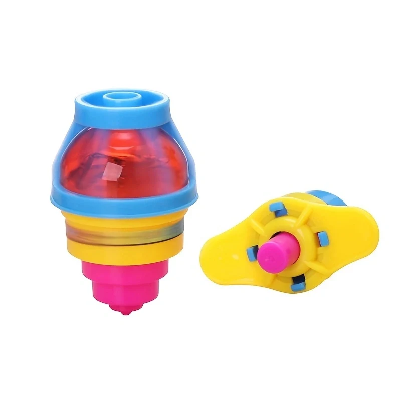 1PC カラフルなフラッシュこまプラスチック発光射出ハンドルジャイロスコープ点滅圧力ジャイロ子供の古典的なおもちゃ