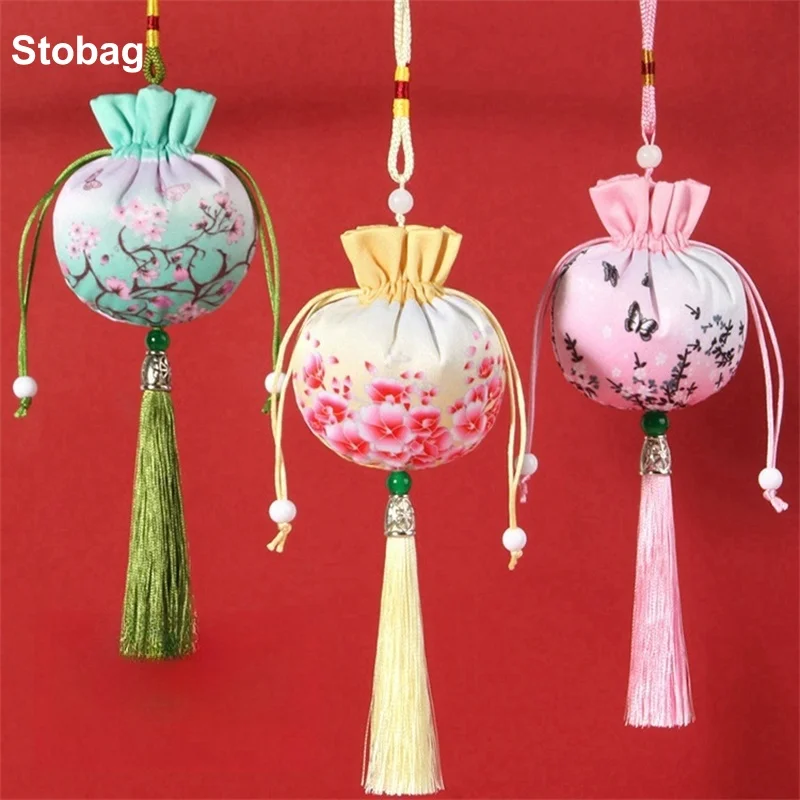 

StoBag 50pcs Wholesale Chinese Sachet Hanging Drawstring Bags Gift Jewelry Package Storage Pocket Reusable Pouch Decoration