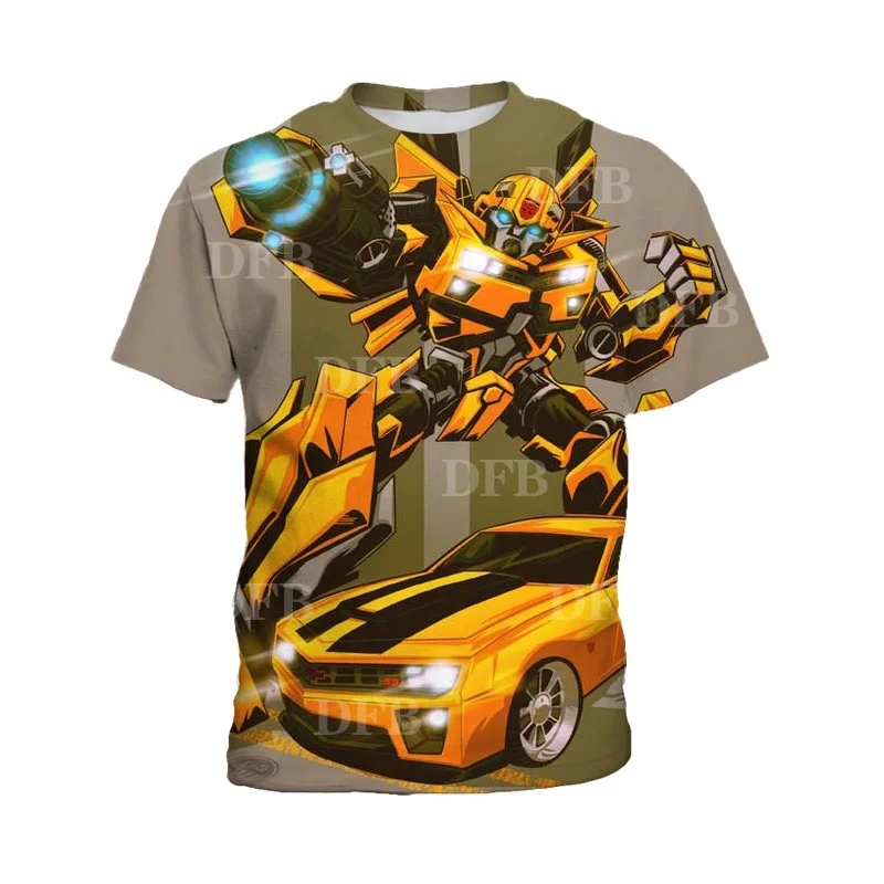 Transformers Bumblebee 3D printed children's T-shirt summer new short sleeved handsome boy short sleeved 3-13 years old