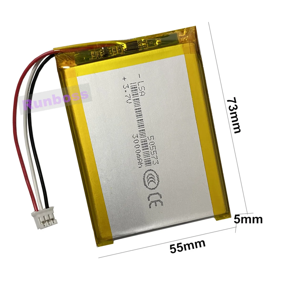 505573 3.7V 3000mAh With JST 3P 2.0mm Connector Rechargeable Battery for MP3 MP4 GPS Bluetooth Headset Speaker DashCam LED Light