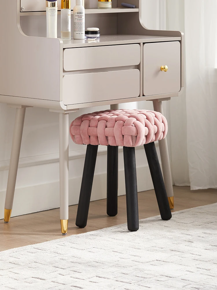 

Modern Luxury Makeup Stool, Bedroom Dressing Table Stool, Cute Girl Internet Famous Small Chair, Nordic Solid Wood Homestay