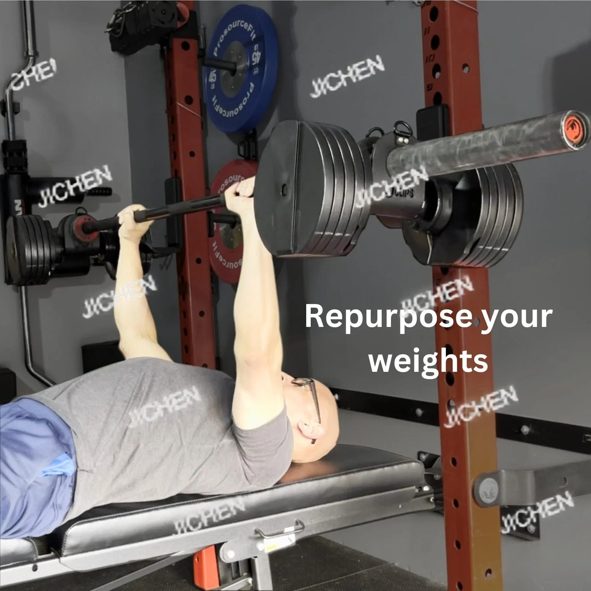 

Приспособление для домашнего спортзала, установка гантелей на затылках, чтобы поворить затылками в землю