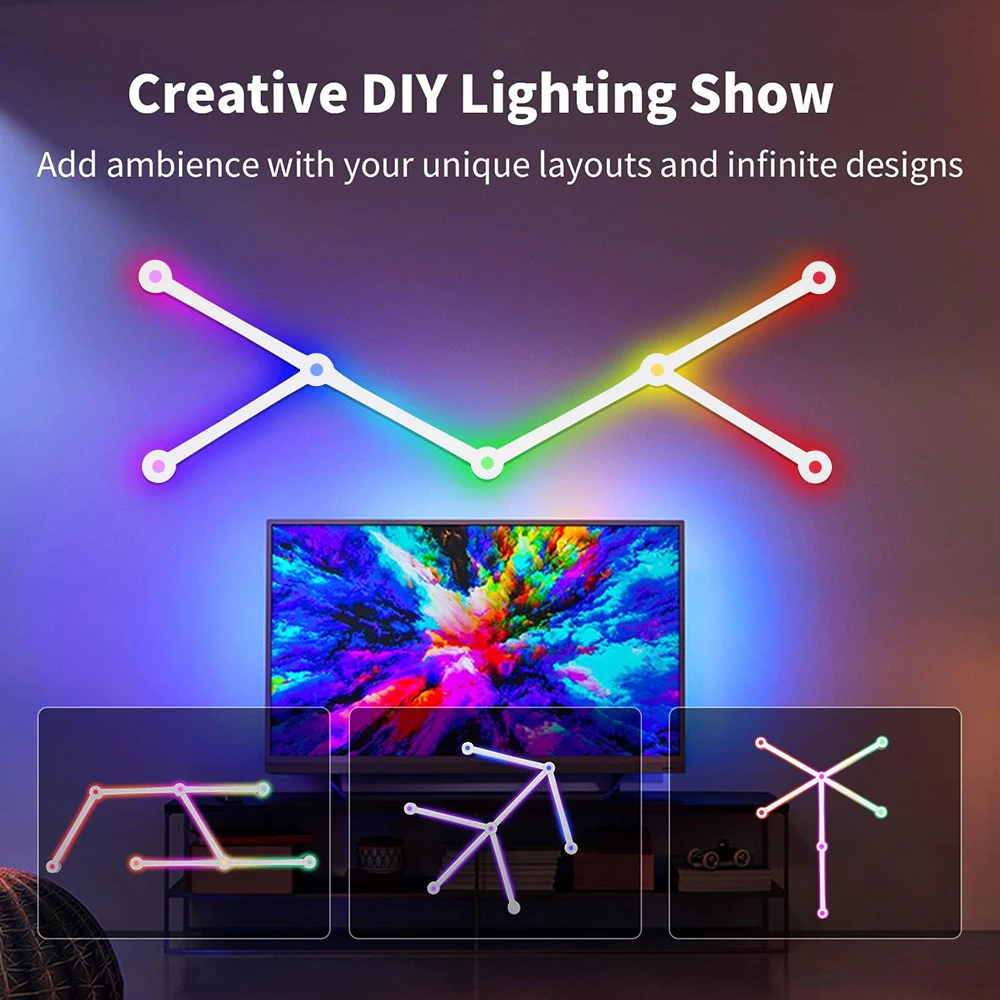 RGB LED Smart Wall Lamp DIY Atmosphere Night Light for TV Backlight Game Room Decoration Tuya WIFI Wall LightBar Work With Alexa