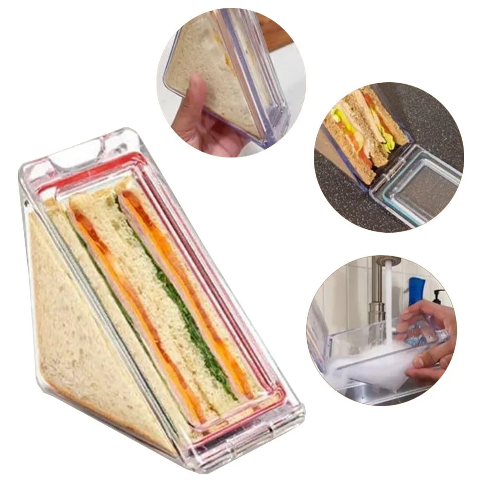 2Pcs Anti Squeeze Resin Sandwich Container Rectangular Smooth Storage Box Snap Lock Sealing Lid Practical Food Box Lunch Carry