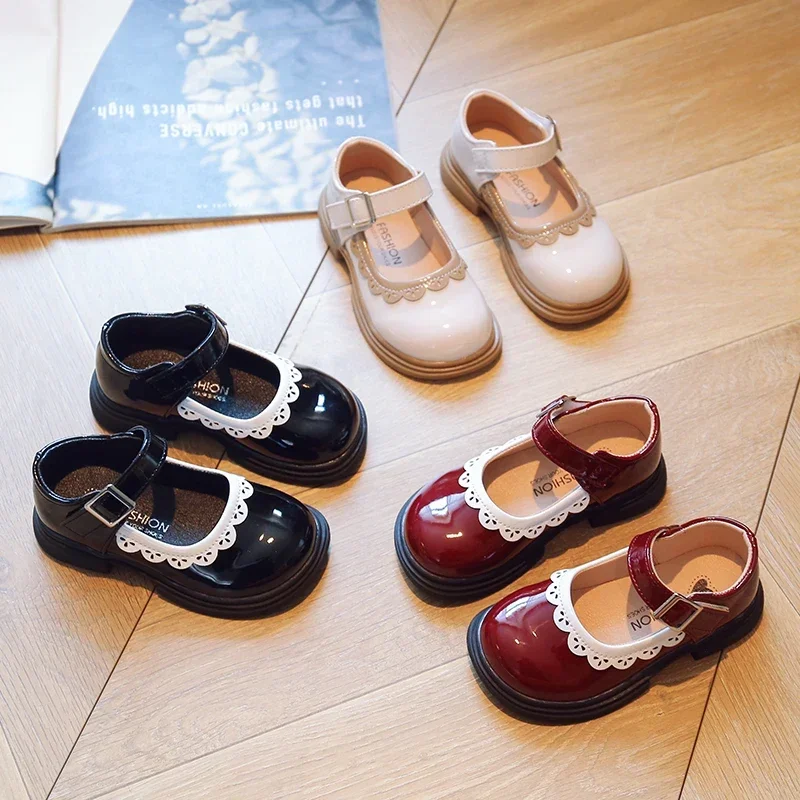 

Children's Soft Princess PU Leather Spring Autumn Shoes Lolita Fashion Kids Girls Soft Sole Shallow Mary Jane Flats
