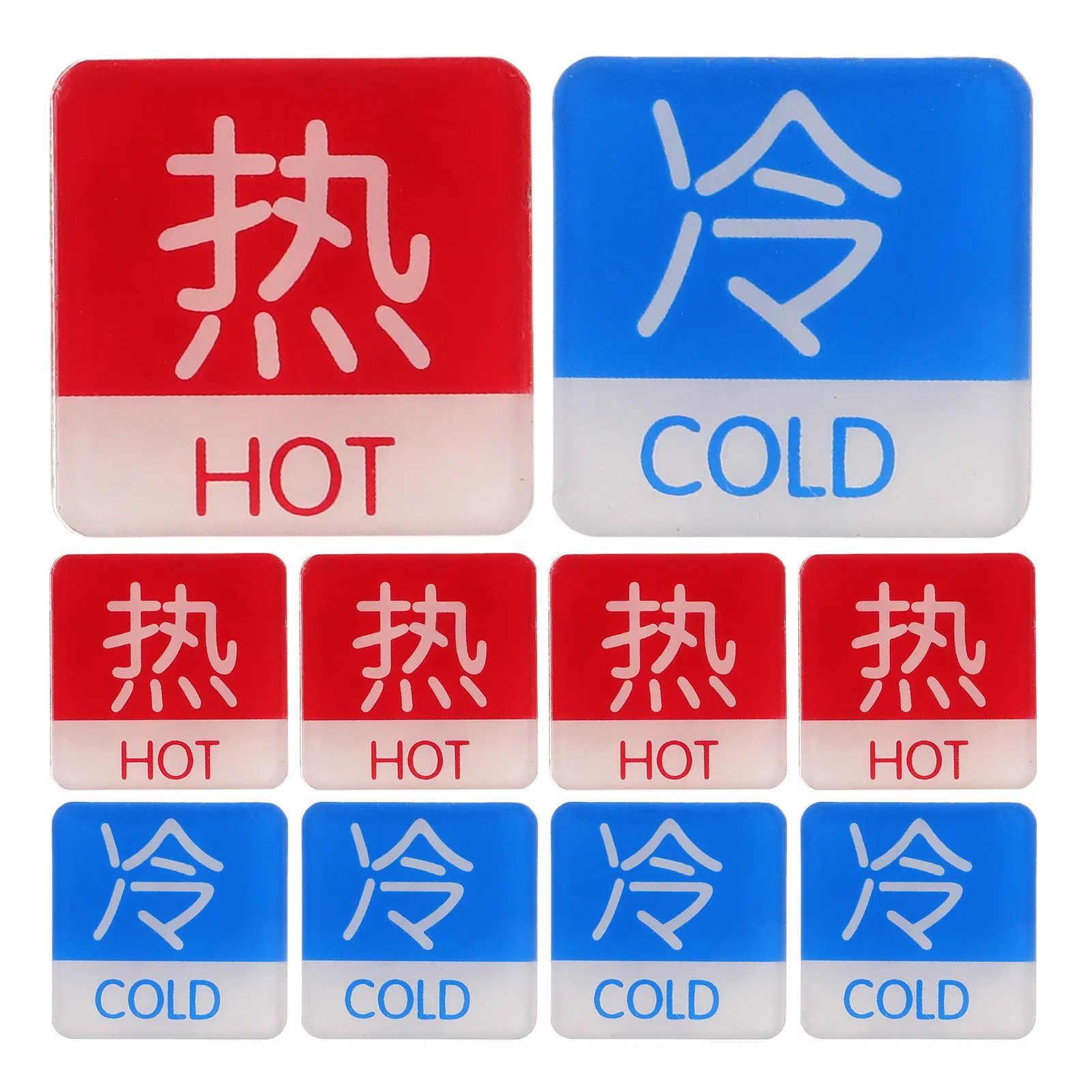 

5Pairs Hot Cold Water Labels Acrylic Sturdy Adhesive Hot Cold Faucet Sticker for Bathroom Shower Indicator Hot/