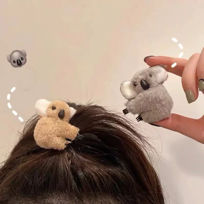 Cute Hair Clips Fuzzy Clips Plush Hair Jaw Clips Non Slip Koala Hugger Koala Hair Accessories for Girls