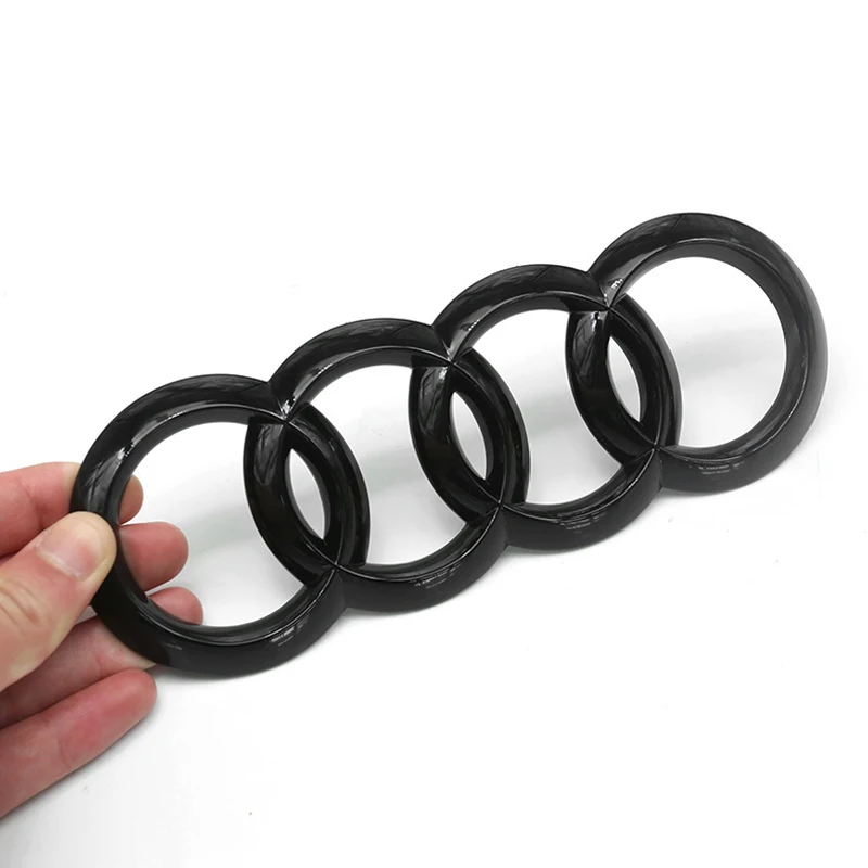 4 Rings Logo Chrome Black Car Front Grill Emblem Rear Trunk Badge For Audi A1 A2 A3 A4 A5 A6 A7 A8 Q2 Q3 Q4 Q5 Q7 Q8 S3 S5 S7 TT