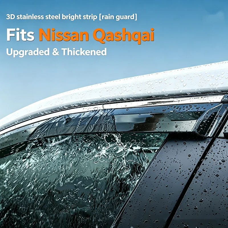 Pare-soleil et déflecteurs de pluie 3D en acier inoxydable pour Nissan Qashqai J12 e-POWER 2021-2026