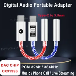 JCALLY JM6 Pro Type-C to 3.5mm CX31993 HIFI DAC Portable Digital Audio Decoding Headphone Amplifier Type C To 3.5mm Adapter