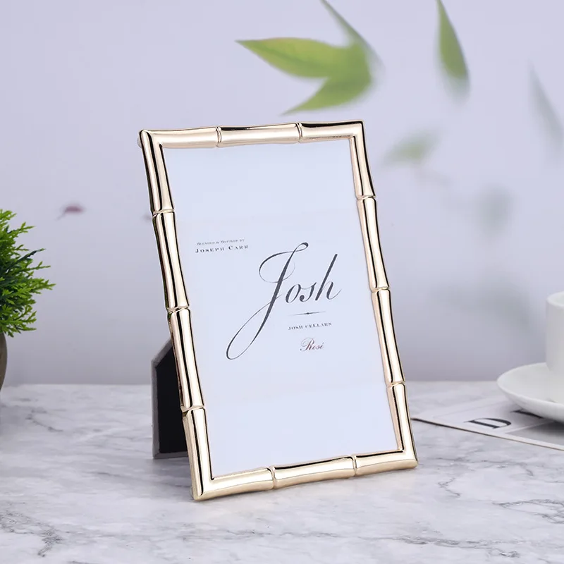 European Retro Light Luxury Metal Photo Frame Pendulum Table Light Gold Bamboo Square Photo Frame 6 