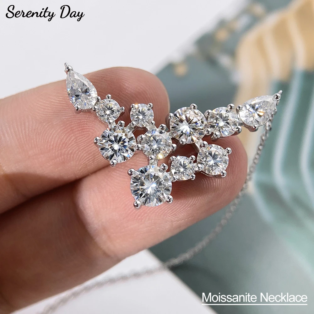 

Serenity 4.8ct D Color Moissanite Necklace Women Bridal Gift 100% S925 Sterling Silver Sparkling Lab Diamond Pendant Neck Chain