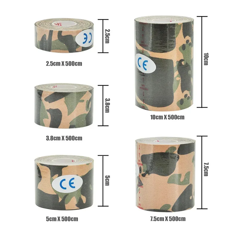 1/3/6 Pcs Green Camo Muscle Bandage Sports Cotton Elastic Adhesive Strain Injury Tape Knee Muscle Pain Relief