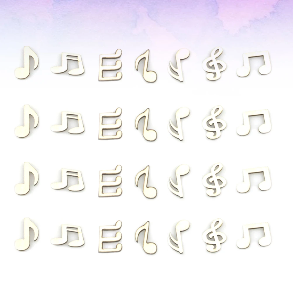 

Wooden Musical Notes Decoration for Box Shape Slices Small Scrapbook DIY Ornament Craft Bamboo