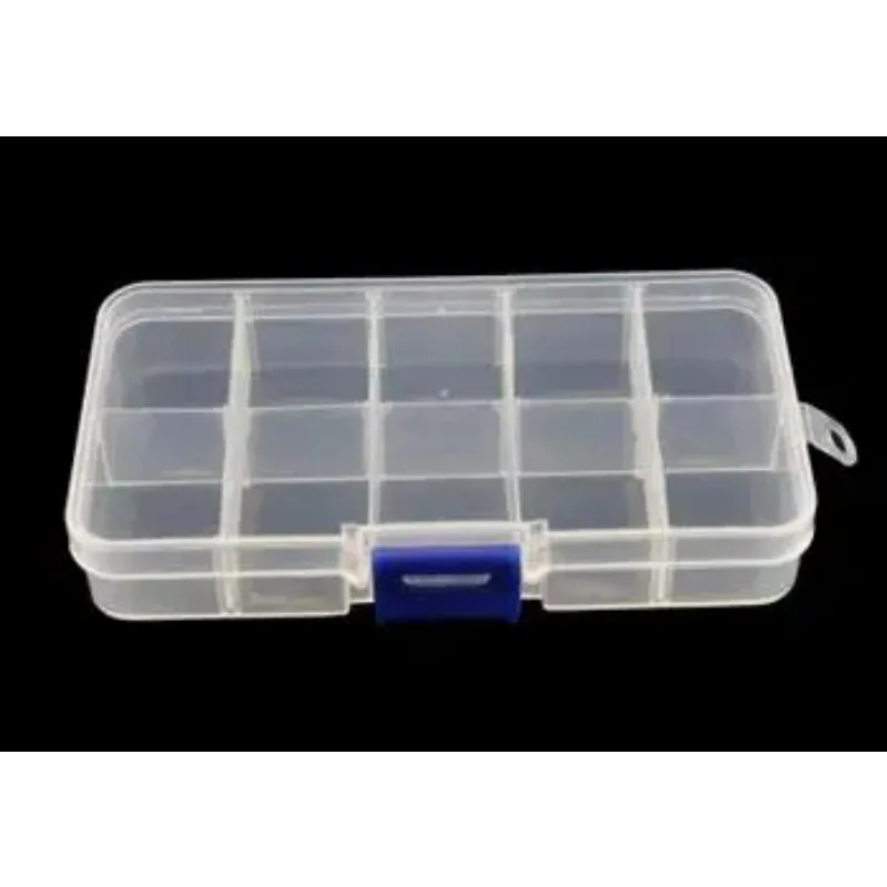 10-Grid Plastic Adjustable Jewelry Organizer Box Storage Container Case with Removable Dividers (Transparent)