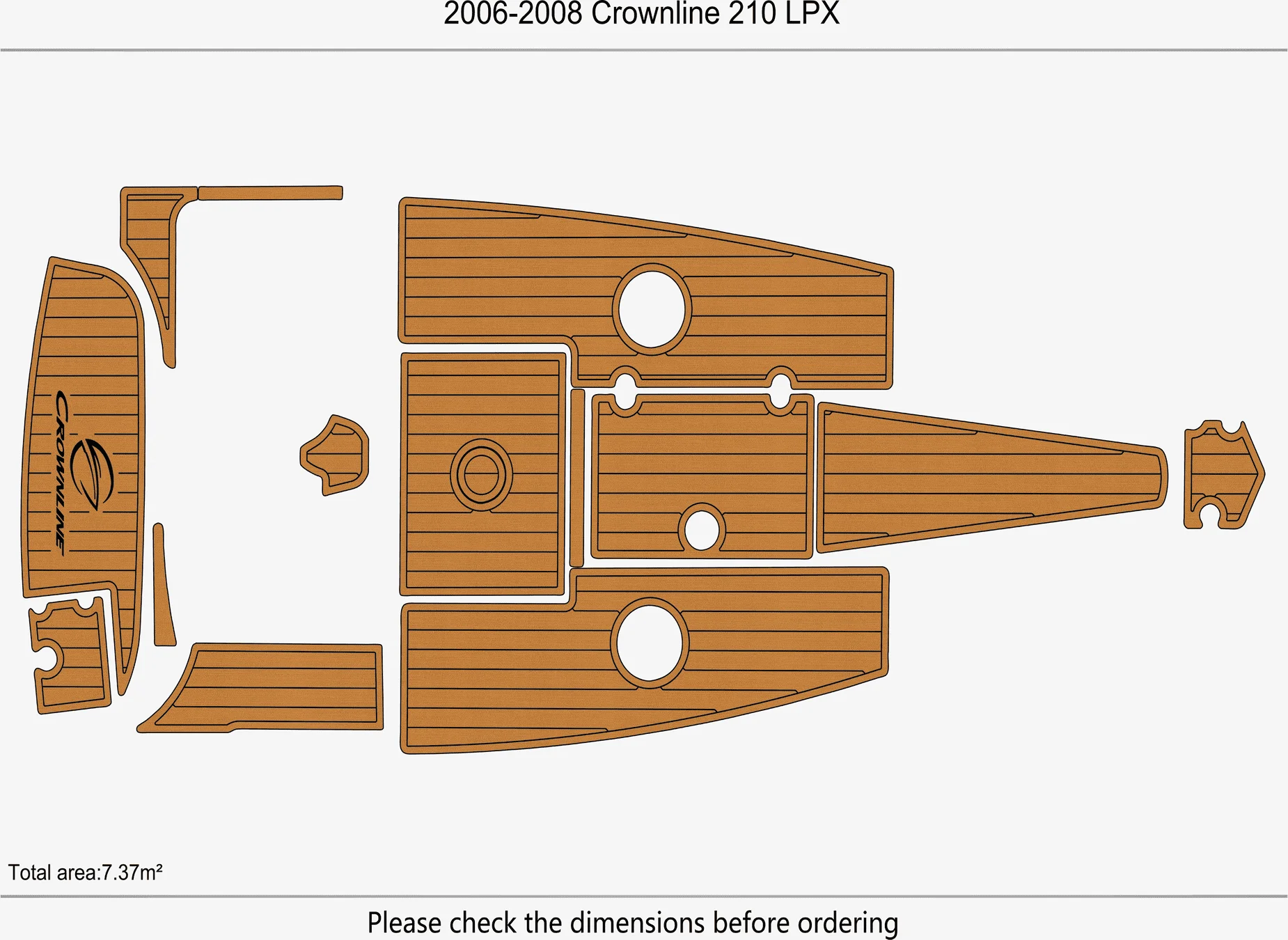 2006-2008 Crownline 210 LPX 1/4 "6mm mousse EVA antidérapant PVC teck terrasse marine tapis seadek aqua tapis sol marin